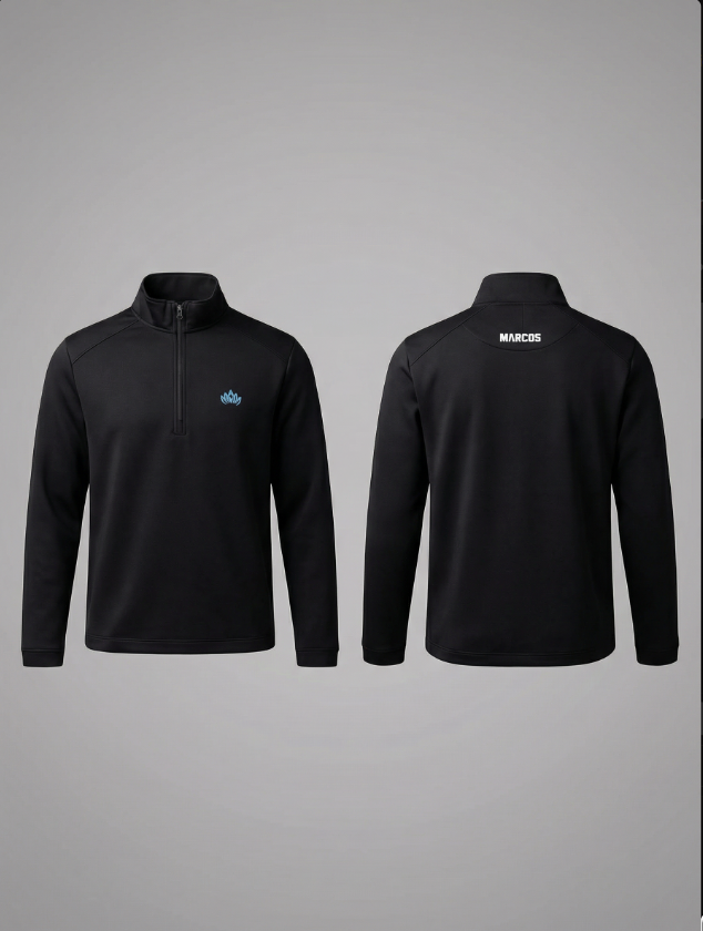 Marcos Oversized Black Half Zip T-shirt