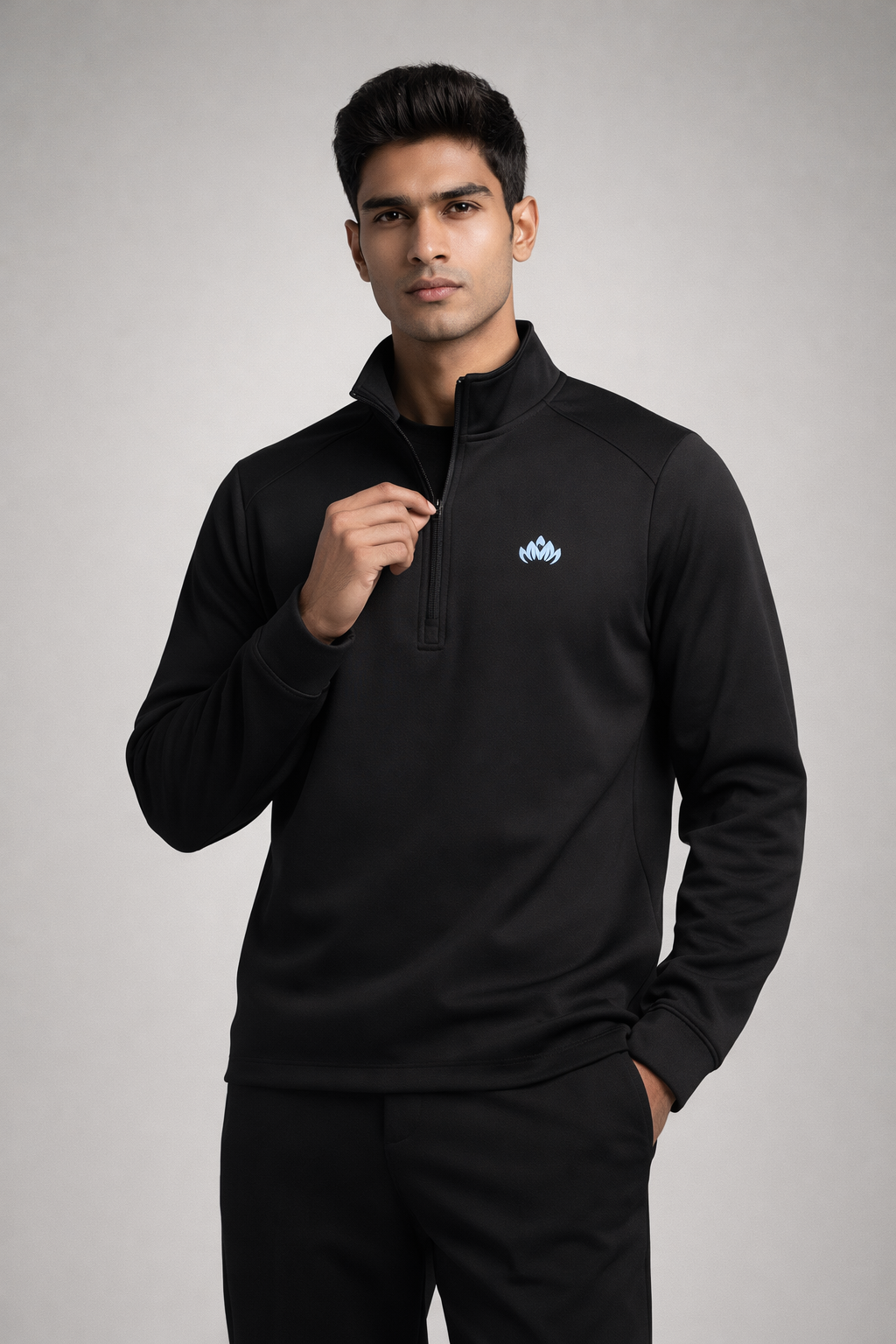 Marcos Oversized Black Half Zip T-shirt